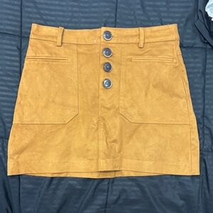 Zara TRF Suede Mini Skirt in Mustard Brown